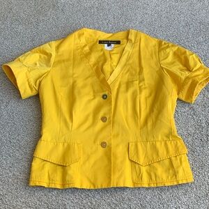 NWOT Lida Baday Yellow Cotton Blend Bell Short Sleeves Blazer sz 6